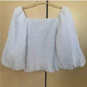 Anthropologie Maeve Bree Milkmaid Smocked Puff sleeve top.